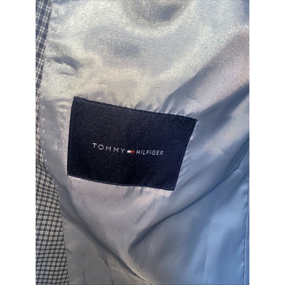 Tommy Hilfiger men sport Blazer jacket 100% worsted wool gingham gray 50R Plaid - Picture 13 of 16